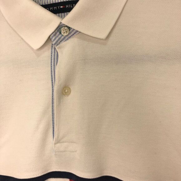 Tommy Hilfiger white shirt sleeve two button polo shirt, size medium - Picture 4 of 11